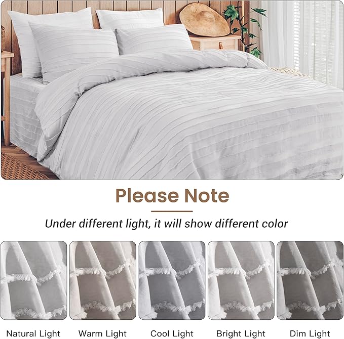 NEXHOME PRO Twin Duvet Cover, Light Grey 2 Pieces Boho Tufted Duvet Cover Set - Image 8