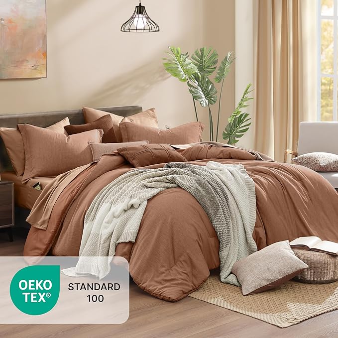 Monbix King Size Comforter Set, Autumn Leaf King Bedding Set Reversible - Image 5