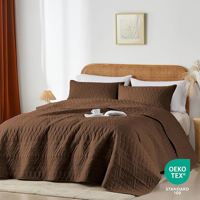 akkialla Twin Size Quilt Bedding Set, Modern Style Geoetric Pattern Coverlet Set - Image 2
