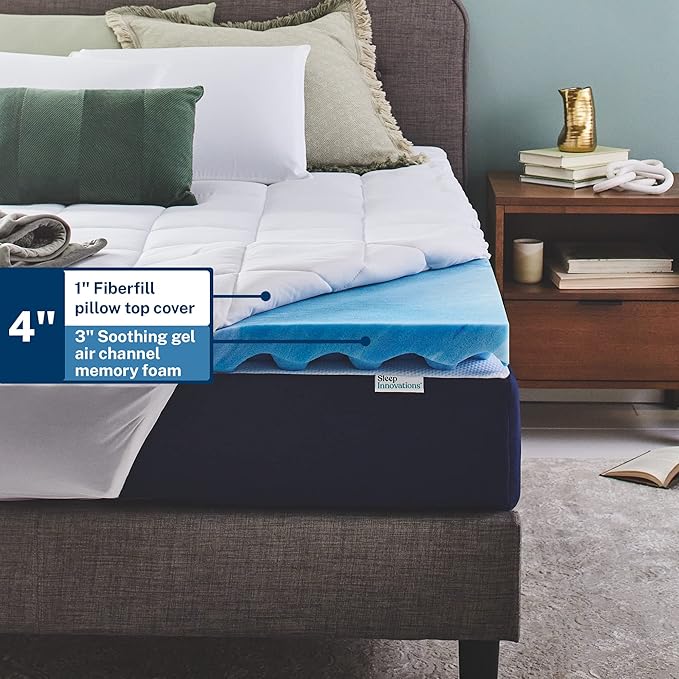 Sleep Innovations Dual Layer 4 Inch Memory Foam Mattress Topper, King Size - Image 3