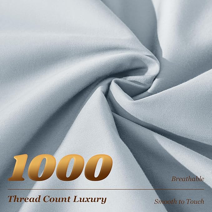 LBRO2M 1000 Thread Count 100% Egyptian Cotton Sheets Set Full Size, 4 Piece - Image 3