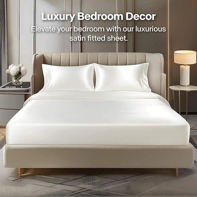 BEDELITE Satin Fitted Sheet and Pillowcase Set, Luxury Soft Similar to Silk - Image 2