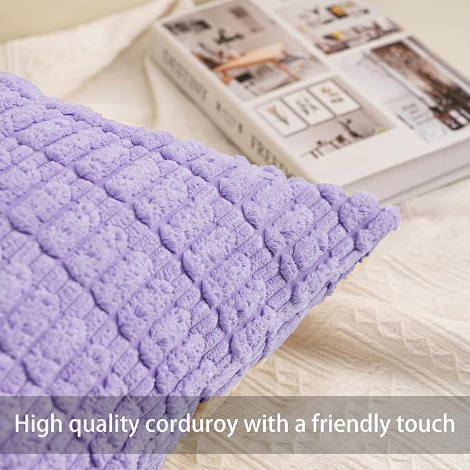 Aegero Pack of 2 Corduroy Decorative Throw Pillow Covers 18x18 Inch Soft - Image 2