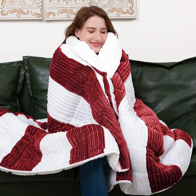 Sherpa Weighted Blanket for Adults 15lbs, Twin Full Size Fuzzy Heavy Throw - Image 7