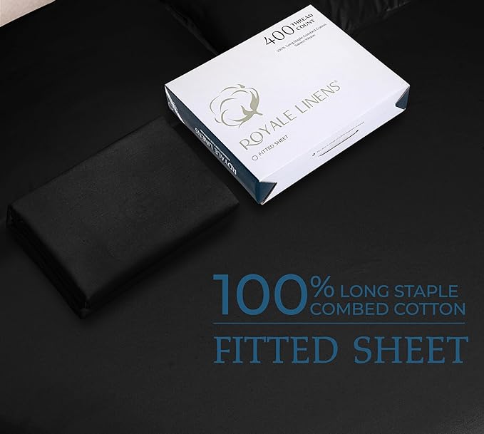 Royale Linens 400 Thread Count 100% American Grown Cotton Fitted Sheet King Size - Image 9