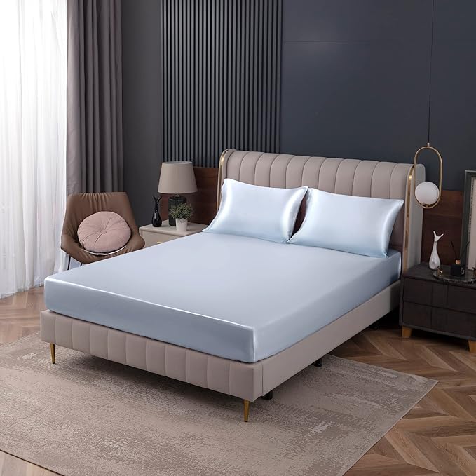 Homiest Baby Blue Satin Fitted Sheet - Image 9
