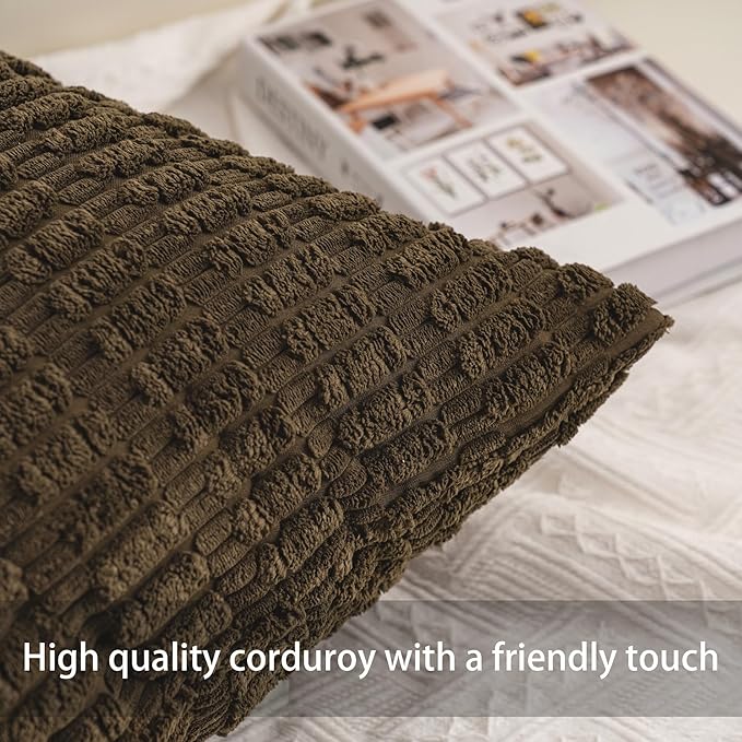 Aegero Pack of 2 Corduroy Decorative Throw Pillow Covers 12x24 Inch Soft - Image 2