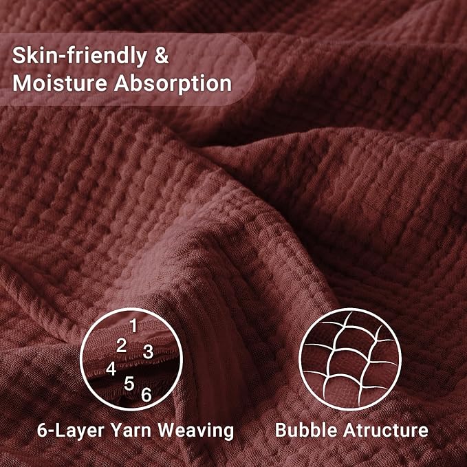 100% Cotton Muslin Blanket Large 50"x 70", 6 Layers Breathable and Lightweight - Image 4