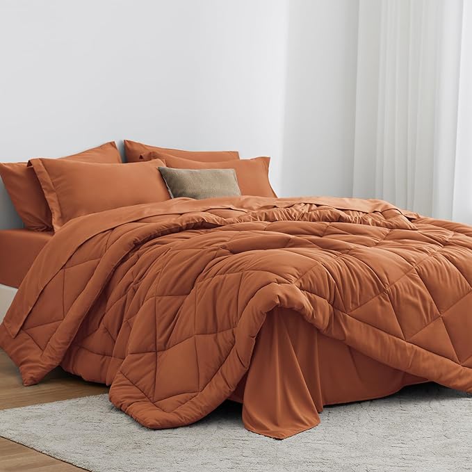 Love's cabin California King Comforter Set Terracotta, 7 Pieces California King by Lovescabin
