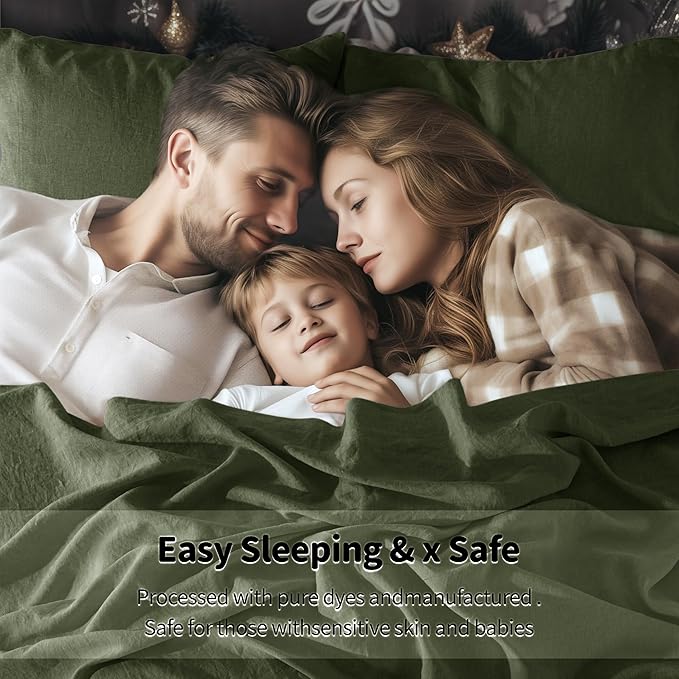 LBRO2M 100% Pure Linen Sheet Set Deep Pocket Up to 16" Bed Sheets Sets - Image 7
