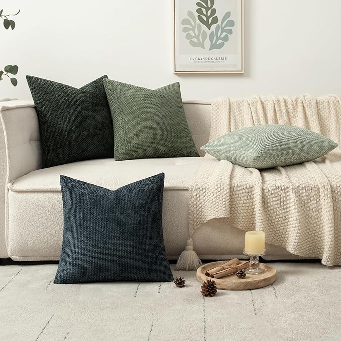 MIULEE Pack of 4 Couch Throw Pillow Covers 16x16 Inch Neutral Green Soft - Image 5