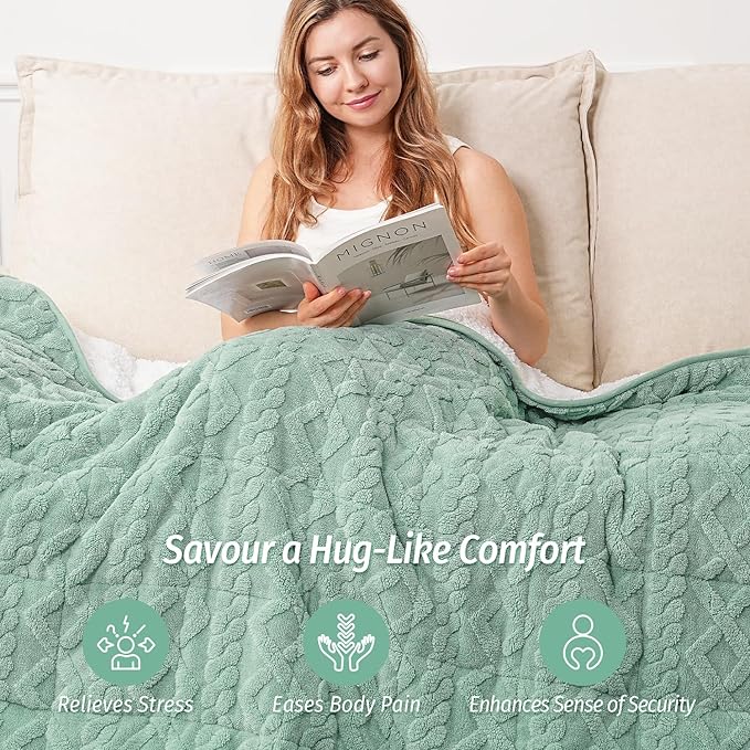 Wemore Weighted Blanket for Adults Twin Size 12 lbs, Dual Sided Soft Fuzzy - Image 4