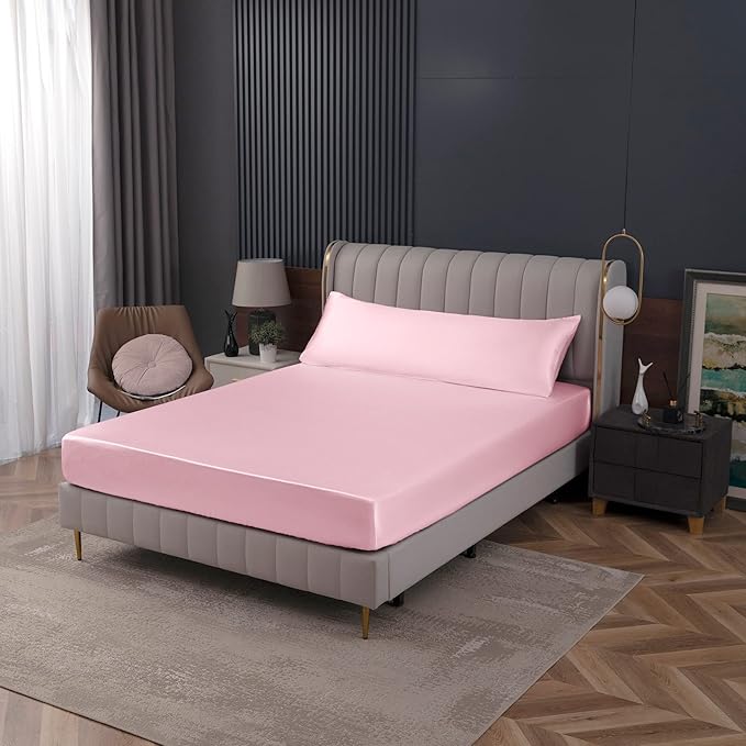 Homiest Blush Pink Satin Fitted Sheet - Image 7