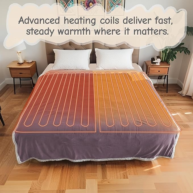 Electric Heated Blanket Full Size 72"x84", Soft Flannel - Image 4