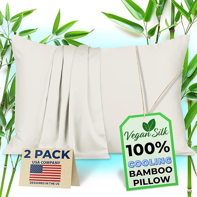 Pillow Cases - 100% Viscose Derived from Bamboo - Cooling Pillowcase - Queen by VeganSilk