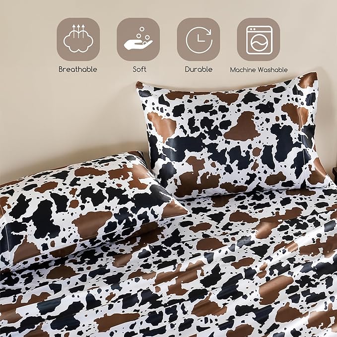 MR&HM Satin Bed Sheets with Elastic Corner Straps, King Size Sheets Set - Image 6