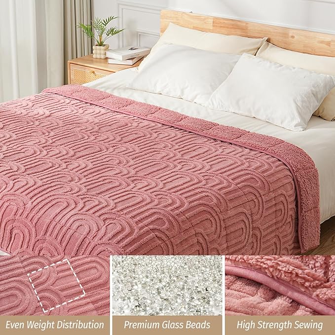 Wemore Jacquard Fleece Weighted Blanket Queen Size 60" x 80" 20lbs, Ultra Soft - Image 4