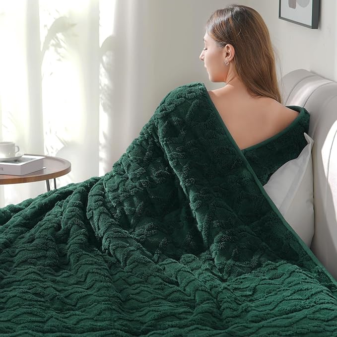 Drewin Weighted Blanket for Adults Queen Size 15 lbs, Soft Fuzzy Jacquard - Image 8
