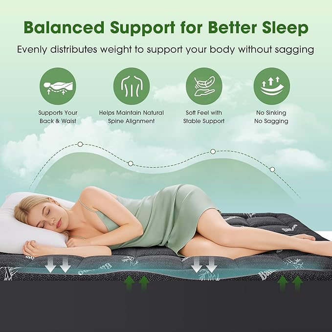 Mattress Pad Full Size, Cooling Pillow Top Mattress Topper, Ultra Soft Viscose - Image 4