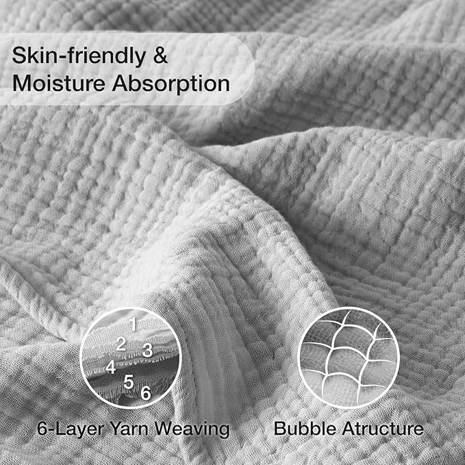 100% Cotton Muslin Blanket Queen 90" x 90", Breathable and Lightweight Cotton - Image 5