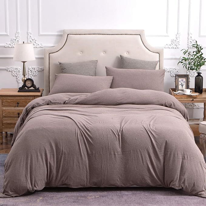 PURE ERA Jersey Knit Duvet Cover Set 100% T-Shirt Cotton Super Soft Comfy 3pc - Image 6