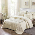 ROOMLIFE Quilt Set King Size 3D Floral Embroidery Pattern 3-Piece Cotton by ROOMLIFE