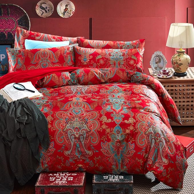 mixinni Long Staple Cotton Percale Paisley Duvet Cover by mixinni