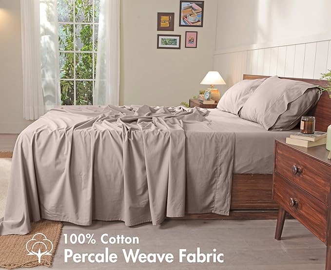 RUVANTI 100% Cotton Sheets – Split King Size Percale Bedding, Cooling & - Image 2