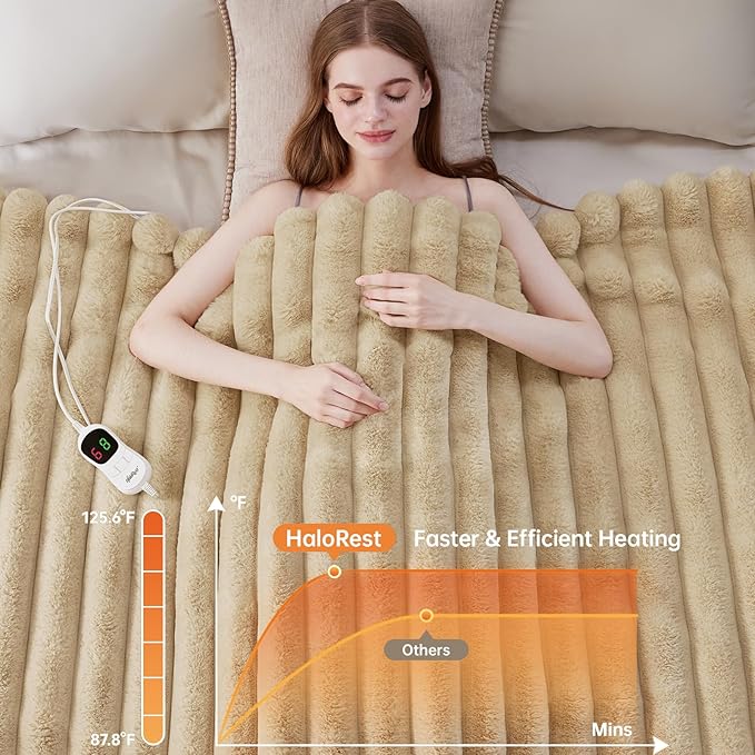 Heated Blanket Full Size, Faux Fur Cozy Heating Blanket - Image 4