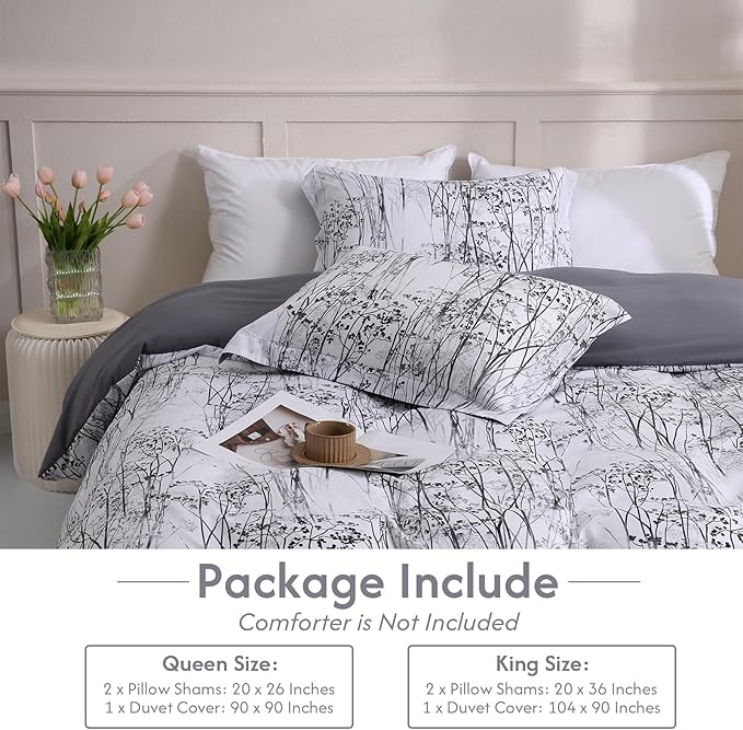LONAVA Queen Botaincal 3 Pcs Duvet Cover Set, Breathable Soft Microfiber Deep - Image 6