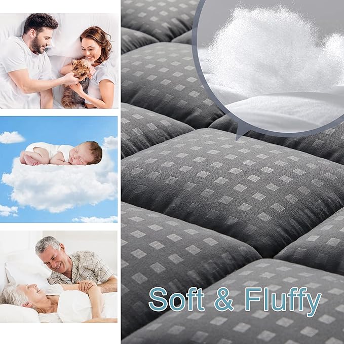 HYLEORY Queen Mattress Pad Quilted Fitted Mattress Protector Cooling Pillow Top - Image 3