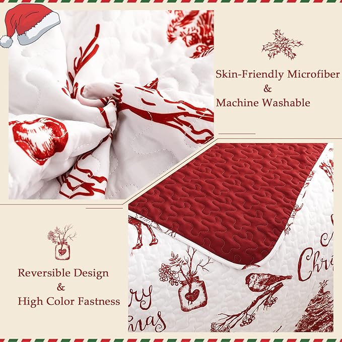 Exclusivo Mezcla Reversible Christmas Quilts Twin Size - Image 3
