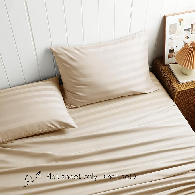 Cotton Flat Sheets Only, 600 TC 100% Cotton Flat Sheet Top Sheet Only, TwinXL - Image 2