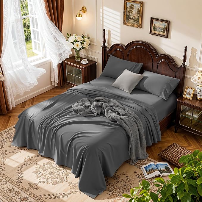 LBRO2M 100% Cotton Sheets Set Deep Pocket 24", 1000 Thread Count King Size 4 by LBRO2MBedding
