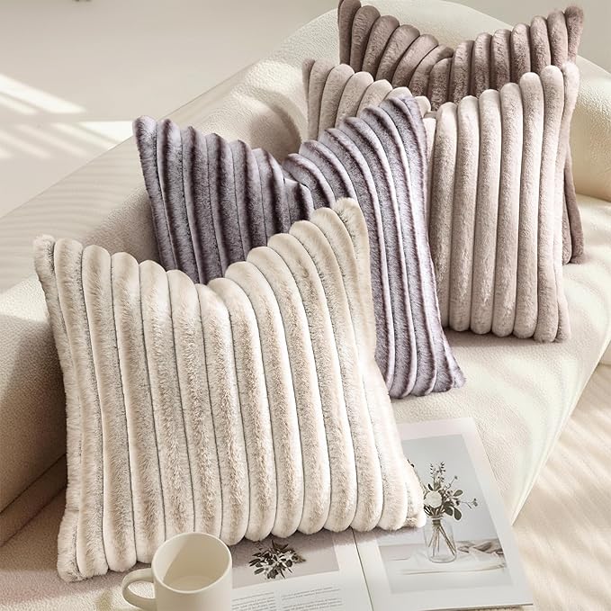 decorUhome Cozy Faux Fur Throw Pillow Covers 12x20 Set of 2 Decorative Soft - Image 4