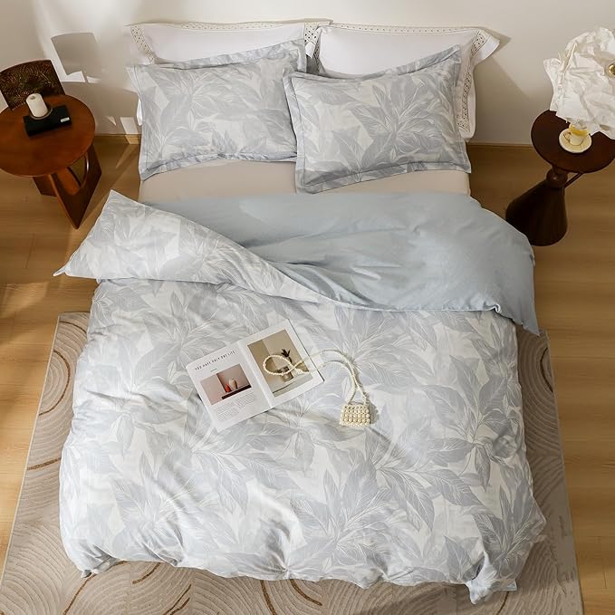 OAITE Duvet Cover Set Queen Size Floral Pattern Ultra Soft 100% Cotton Duvet - Image 3