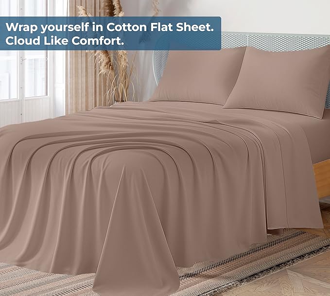 Royale Linens 100% Organic Cotton Full Flat Sheet Only - Image 2