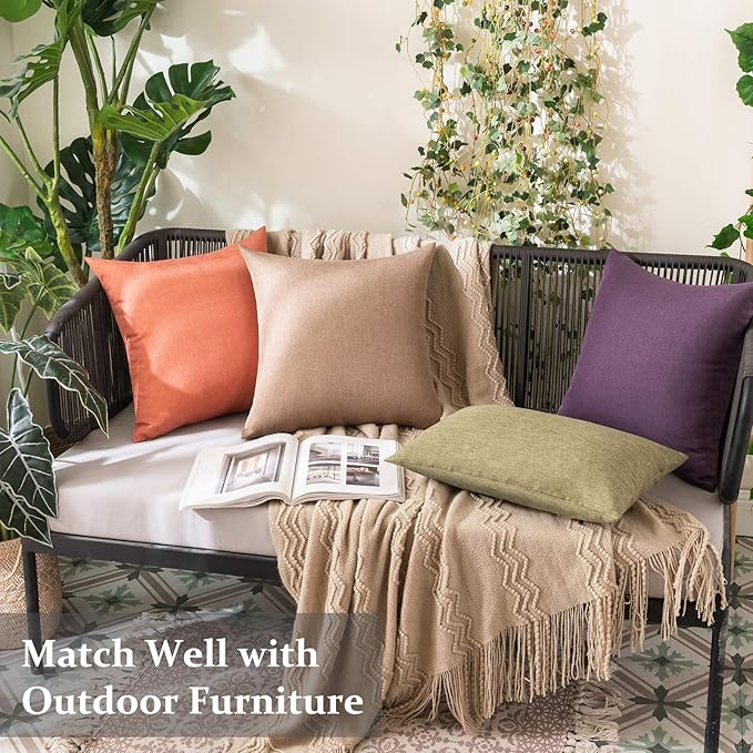 MIULEE Pack of 2 Decorative Outdoor Solid Waterproof Throw Pillow Covers Euro - Image 4