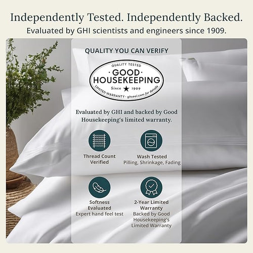 100% Egyptian Cotton Pillowcases Standard Set of 2, Sateen Weave, Soft and - Image 2