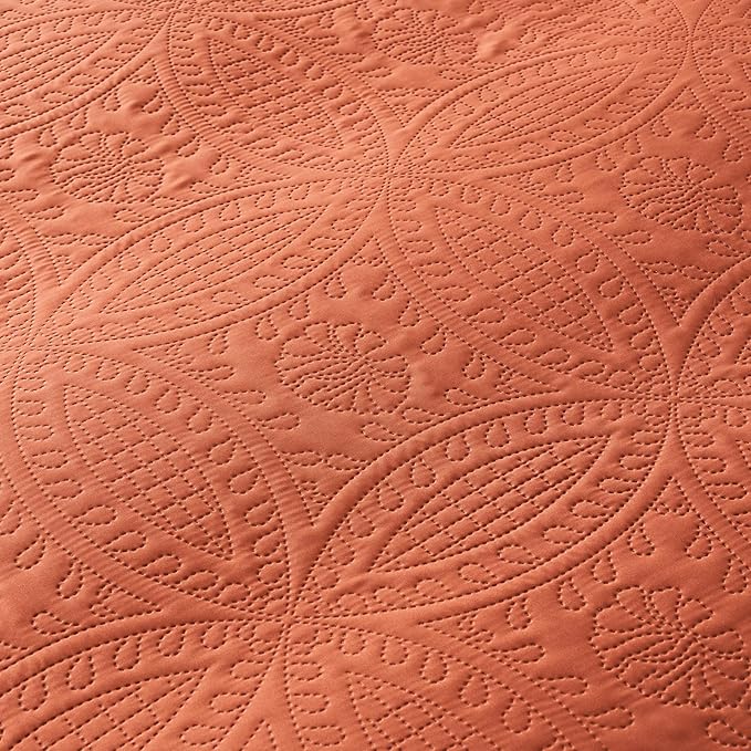 akkialla King Quilt Bedding Set, Burnt Orange Ultrasonic King/Cal King Quilt Set - Image 7