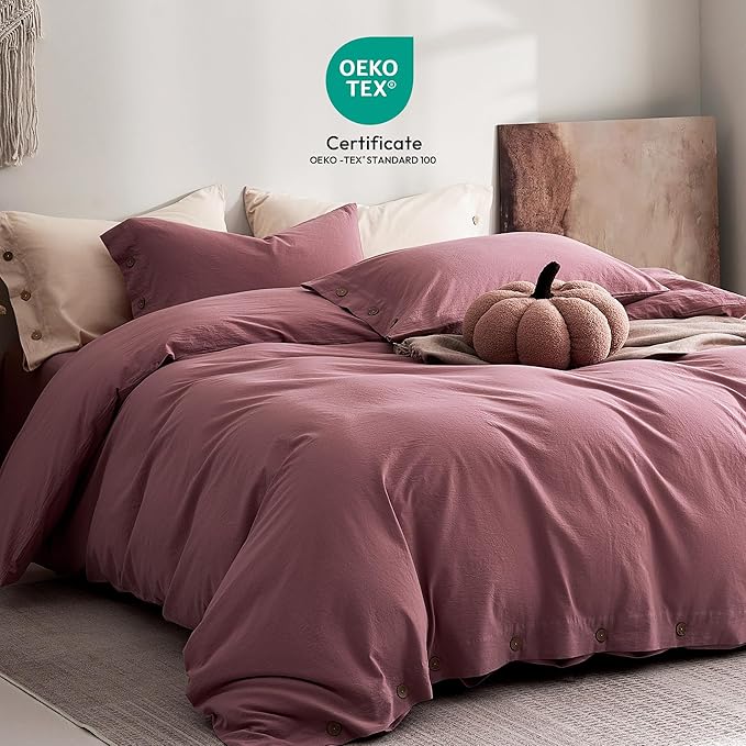 JELLYMONI 100% Washed Cotton Duvet Cover Full – Soft, Breathable Linen-Look - Image 2