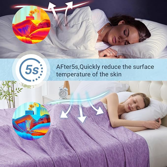Cooling Blanket Queen Size, Cold Blanket Thin Lightweight Breathable Soft - Image 3