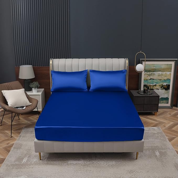 Homiest Royal Blue Satin Fitted Sheet - Image 2