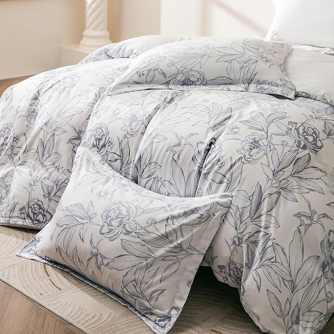 OAITE Duvet Cover Queen Size, Reversible Shallow Bottom Printing White Duvet - Image 4