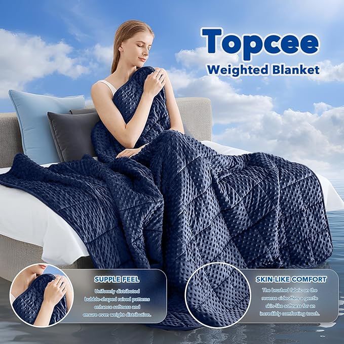 Topcee Weighted Blanket for Adults, Minky Dots Heavy Blanket for 110-130lbs - Image 2