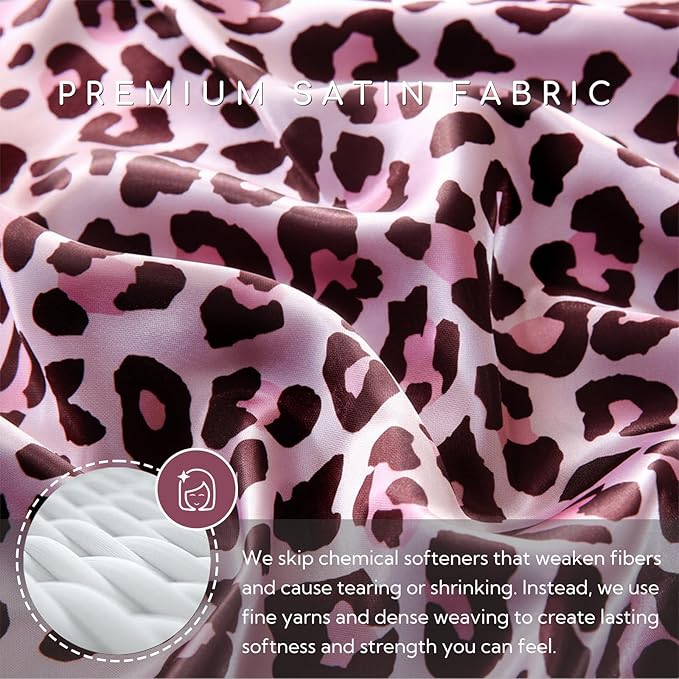 MR&HM Satin Bed Sheets with Elastic Corner Straps, Queen Size Sheets Set - Image 3