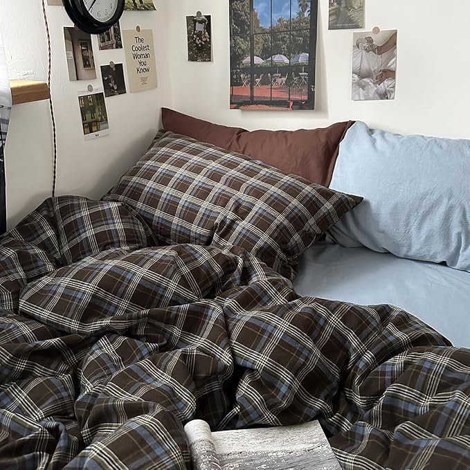 mixinni Vintage Buffalo Plaid Duvet Cover Set California King, 3 Piece Washed - Image 3
