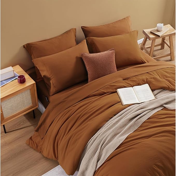 WRENSONGE Super King Comforter Set- 7 Pieces Terracotta Bed in a Bag Super King - Image 6