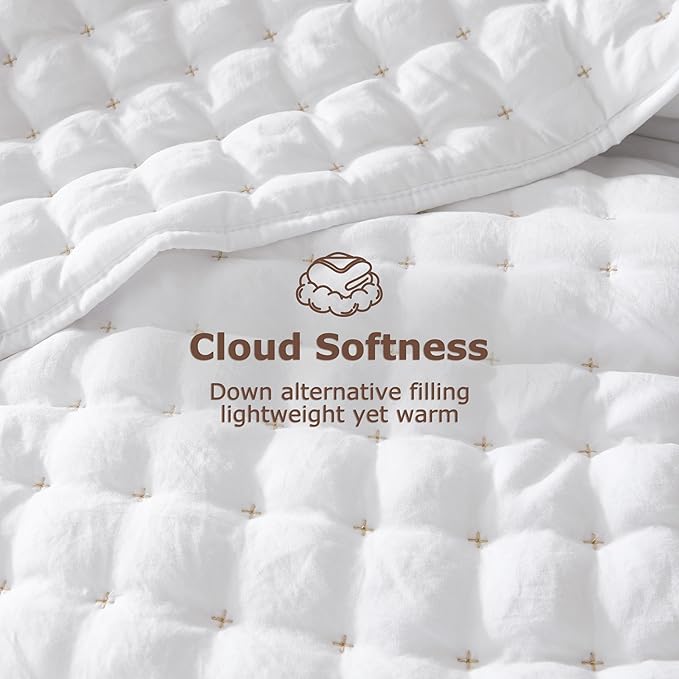 WDCOZY White King Size Quilt Bedding Sets - Image 4
