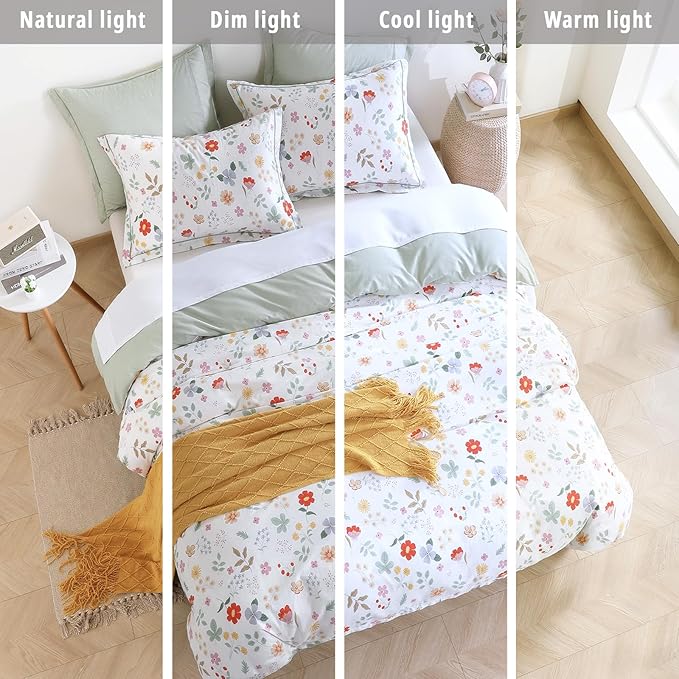 LEMIROE Botanical Cotton Comforter Queen Size 3Pcs - Image 6